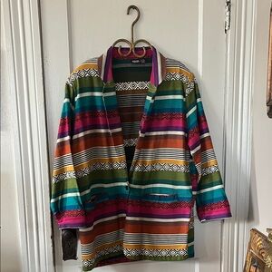 Vintage Honors Rainbow Boho Blanket Coat Blazer